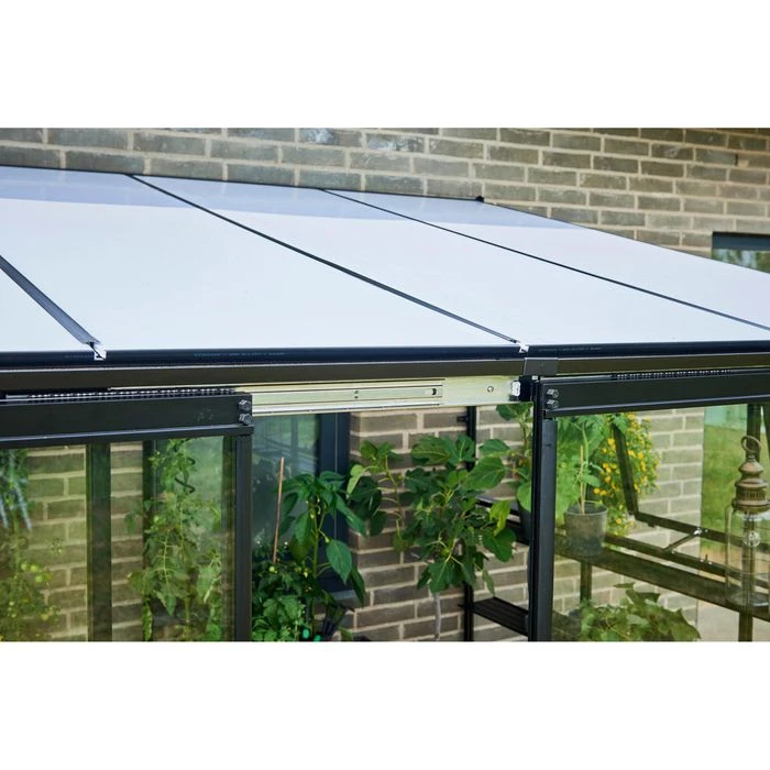 Halls Gewächshaus Qube Lean-to 612, 7,1 M² Fläche, 374 X 188 X 230 Cm, Anlehngewächshaus, Schwarz – Bild 8