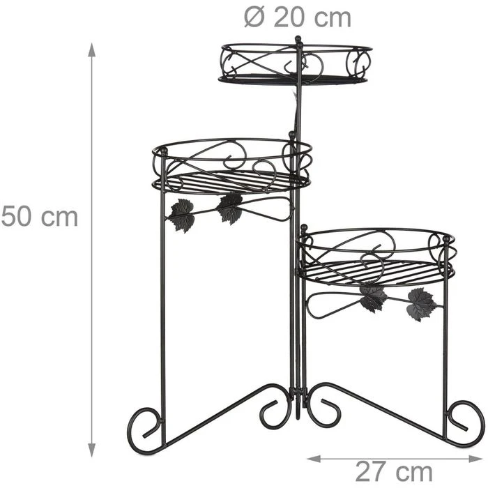 Relaxdays BlumenstĂ€nder 10020702, Schwarz, Klappbar, Metall, 50 X 25 X 50 Cm â Bild 7