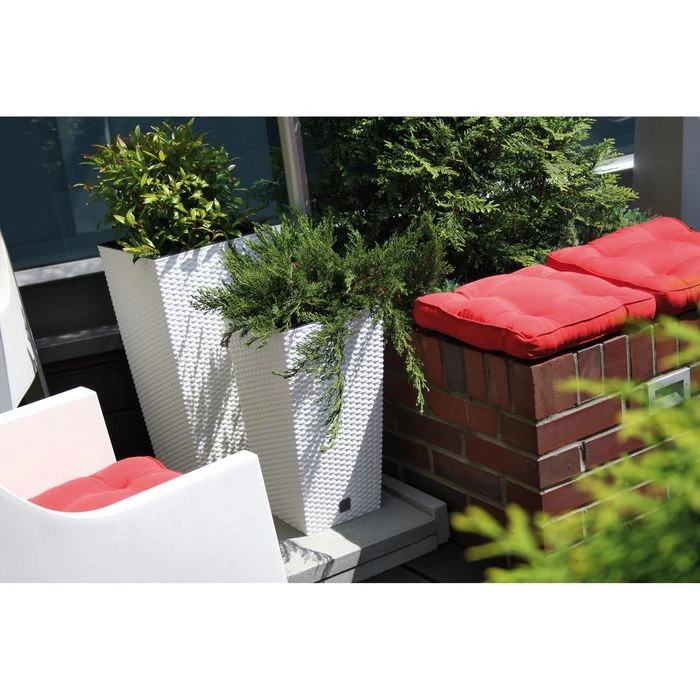 Prosperplast Übertopf Rato Square Weiß, 32,5 X 32,5 X 61 Cm, Quadratisch, Polyrattan – Bild 4