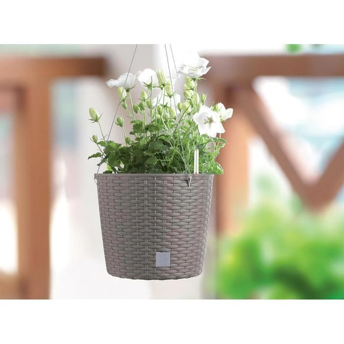 Prosperplast Blumenampel Rato Round WS Mocca, Ø 25,6 X H 21,9 Cm, Kunststoff, Bewässerungssystem – Bild 6